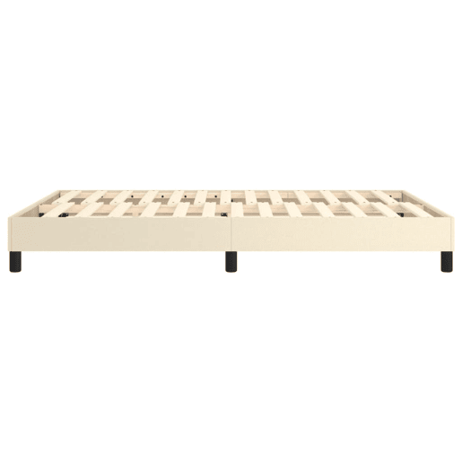 Estrutura de Cama de casal moderno com molas 140x190 cm couro artificial cor creme