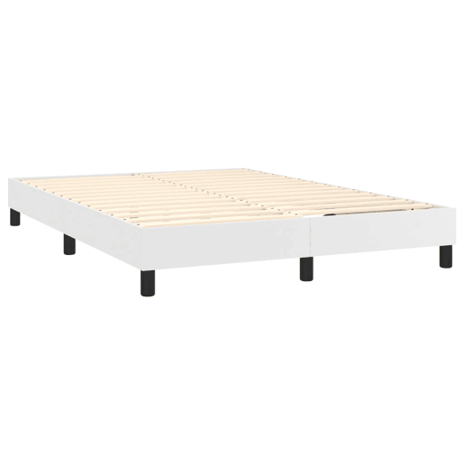 Estrutura de Cama de casal moderno com molas 140x190 cm couro artificial branco