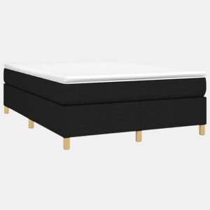 Estrutura de Cama de casal moderno com molas 140x200 cm tecido preto
