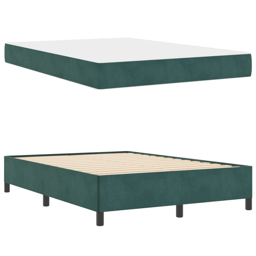 Estrutura da Cama de casal moderno com colchão Verde Escuro 140 x 190 cm tecido