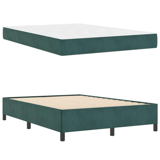 Estrutura da Cama de casal moderno com colchão Verde Escuro 140 x 190 cm tecido