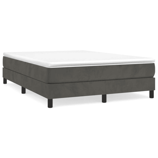 Estrutura de Cama de casal moderno com molas 140x200 cm veludo cinzento-escuro