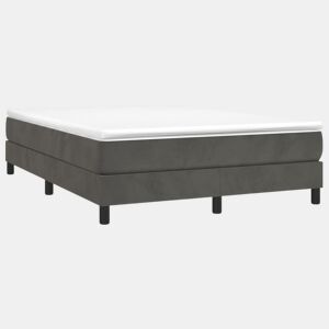 Estrutura de Cama de casal moderno com molas 140x200 cm veludo cinzento-escuro