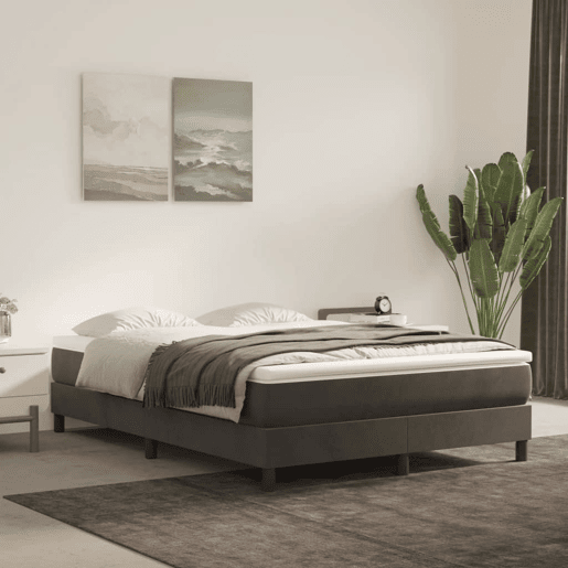 Estrutura de Cama de casal moderno com molas 140x200 cm veludo cinzento-escuro