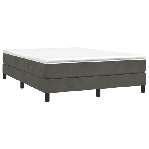 Estrutura de Cama de casal moderno com molas 140x200 cm veludo cinzento-escuro