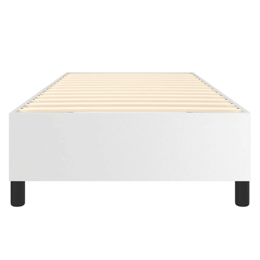 Estrutura de cama de solteiro para adultos com molas 90x200 cm couro artificial branco