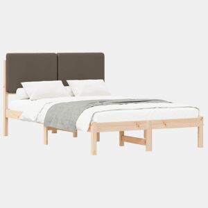 Estrutura de Cama de casal moderno com Cabeceira Estofada Cinzento-acastanhado