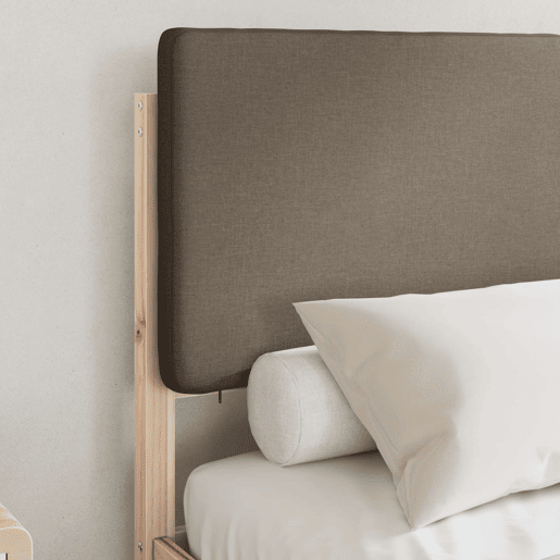 Estrutura de Cama de casal moderno com Cabeceira Estofada Cinzento-acastanhado
