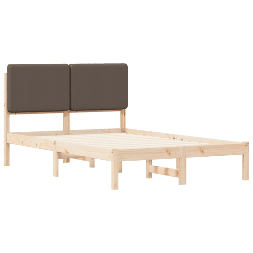 Estrutura de Cama de casal moderno com Cabeceira Estofada Cinzento-acastanhado