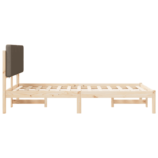 Estrutura de Cama de casal moderno com Cabeceira Estofada Cinzento-acastanhado