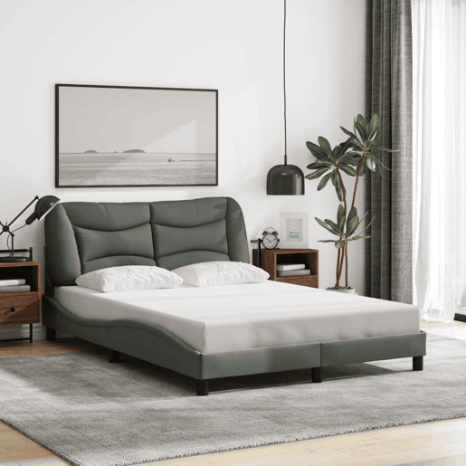 Estrutura de Cama de casal moderno com LED - 140x190 cm tecido