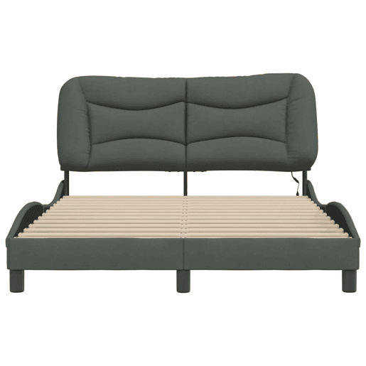 Estrutura de Cama de casal moderno com LED - 140x190 cm tecido