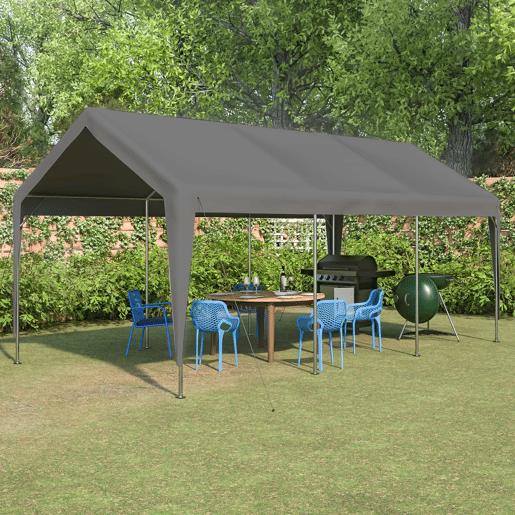 Tenda garagem 3x6 m - Inverno, com janela enrolável, laterais e teto removíveis - Cinza