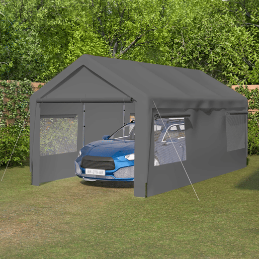 Tenda garagem 3x6 m - Inverno, com janela enrolável, laterais e teto removíveis - Cinza