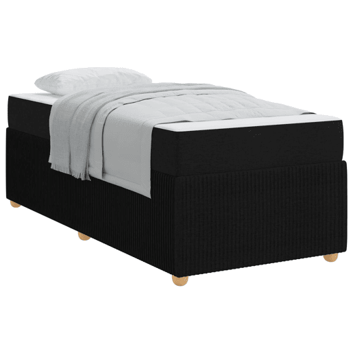 Estrutura de cama de solteiro para adultos com colchão Preto 80 x 200 cm tecido