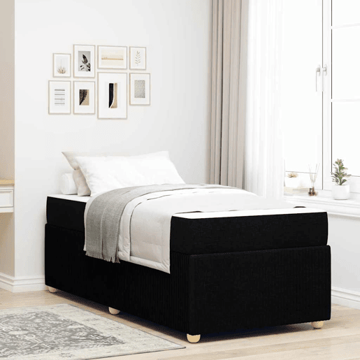Estrutura de cama de solteiro para adultos com colchão Preto 80 x 200 cm tecido