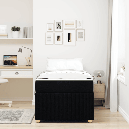 Estrutura de cama de solteiro para adultos com colchão Preto 80 x 200 cm tecido