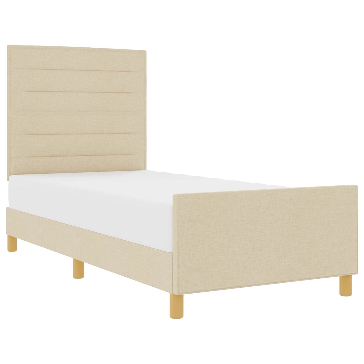Estructura de cama individual para adultos con cabecera - crema 90 x 200 cm tela
