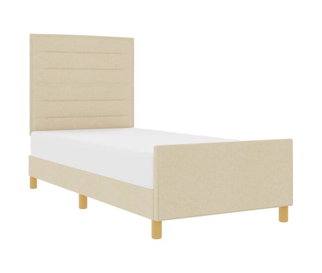 Estructura de cama individual para adultos con cabecera - crema 90 x 200 cm tela