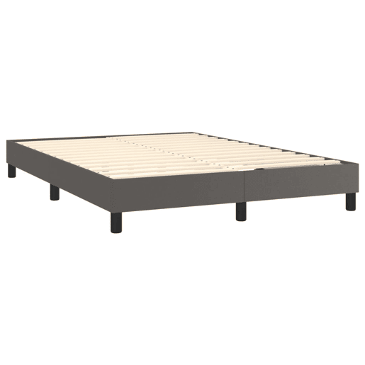 Estrutura de Cama de casal moderno com molas 140x190 cm couro artificial cinzento