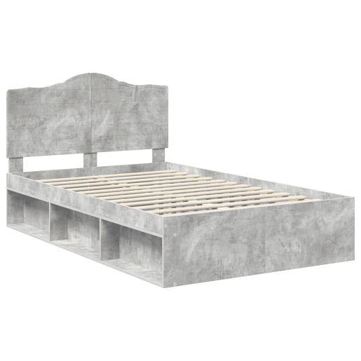 Estrutura da Cama de casal simple com cabeceira Cinza Concreto 135 x 190 cm