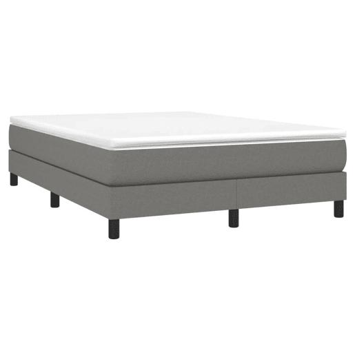 Estrutura de Cama de casal moderno com molas 140x200 cm tecido cinzento-escuro