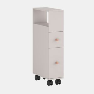 Estante Multiuso Nicho Broreynna com rodízios 2 gavetas 66x15x33 cm Areia en.casa