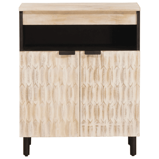 Bufete - Móvei de apoio com porta Acabamento em Wash Branco 60 x 33 x 75 cm pt1722