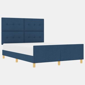 Estrutura da Cama de casal simple com cabeceira Azul 140 x 190 cm tecido