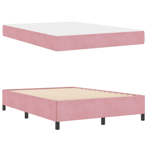 Estrutura da Cama de casal moderno com colchão Rosa 140 x 190 cm tecido
