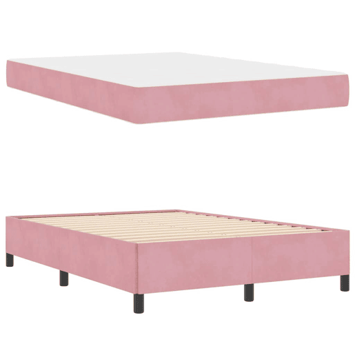Estrutura da Cama de casal moderno com colchão Rosa 140 x 190 cm tecido