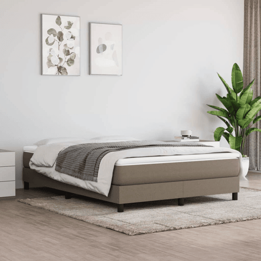 Estrutura de Cama de casal moderno com molas 140x200 cm tecido castanho-acinzentado