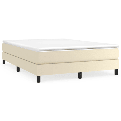 Estrutura de Cama de casal moderno com molas 140x200 cm couro artificial cor creme