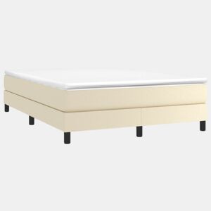 Estrutura de Cama de casal moderno com molas 140x200 cm couro artificial cor creme