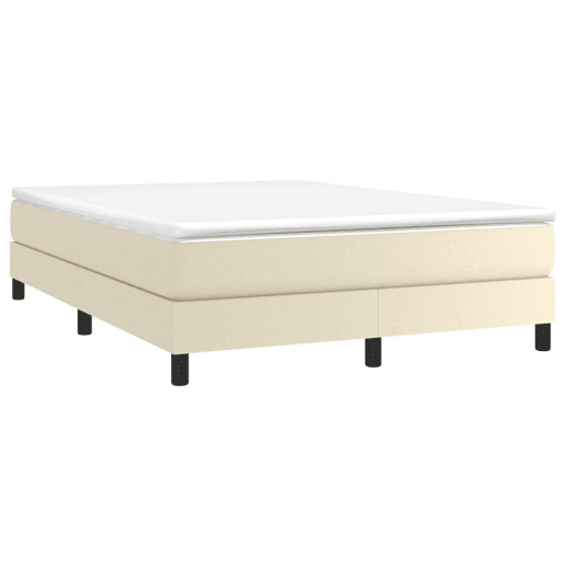 Estrutura de Cama de casal moderno com molas 140x200 cm couro artificial cor creme