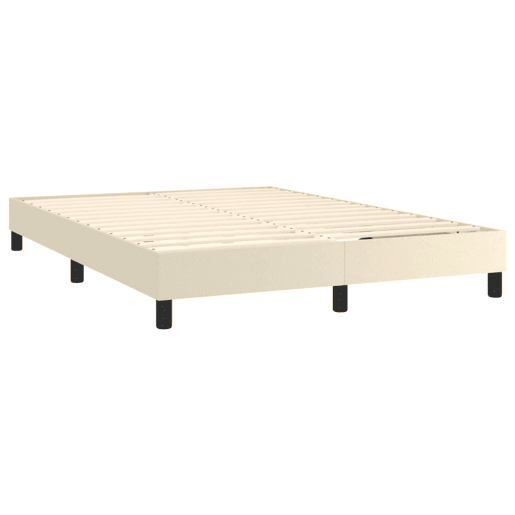 Estrutura de Cama de casal moderno com molas 140x200 cm couro artificial cor creme