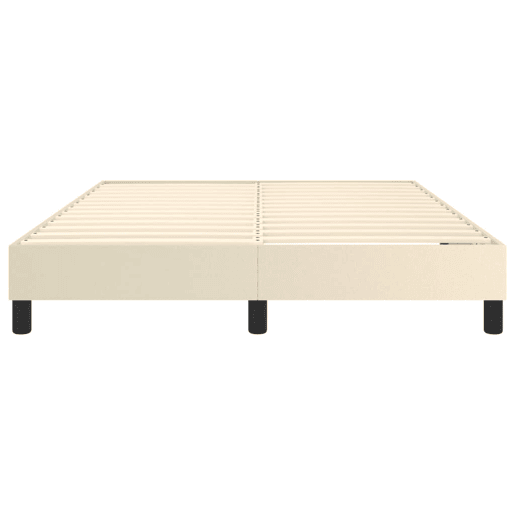 Estrutura de Cama de casal moderno com molas 140x200 cm couro artificial cor creme