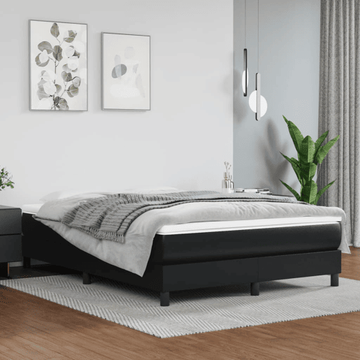 Estrutura de Cama de casal moderno com molas 140x200 cm couro artificial preto
