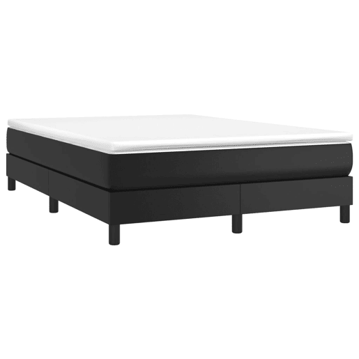 Estrutura de Cama de casal moderno com molas 140x200 cm couro artificial preto