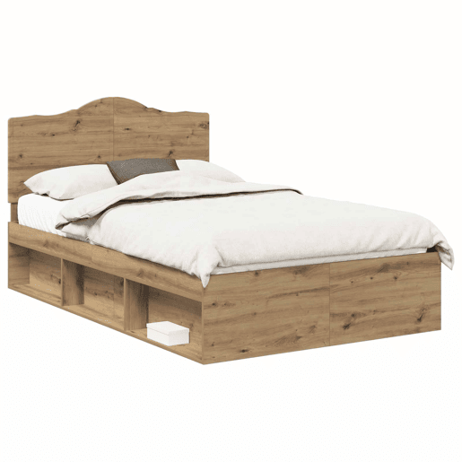 Estrutura de cama de casal moderno com cabeceira - Carvalho Artesanal 135 x 190 cm