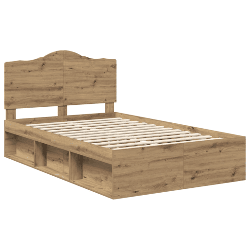 Estrutura de cama de casal moderno com cabeceira - Carvalho Artesanal 135 x 190 cm