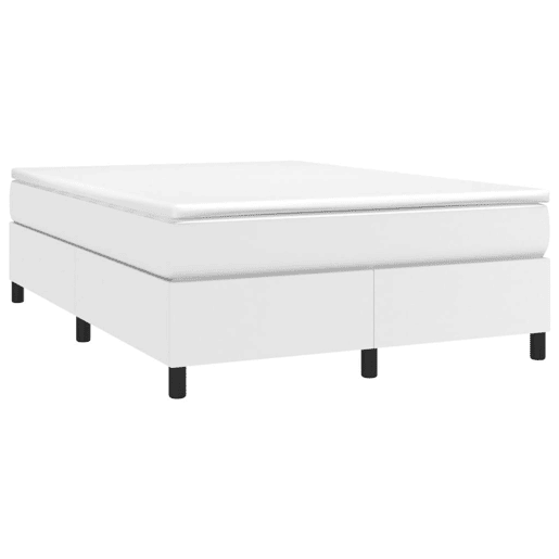 Estrutura de Cama de casal moderno com molas 140x190 cm couro artificial branco