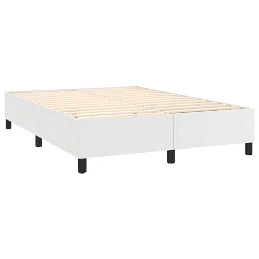 Estrutura de Cama de casal moderno com molas 140x190 cm couro artificial branco