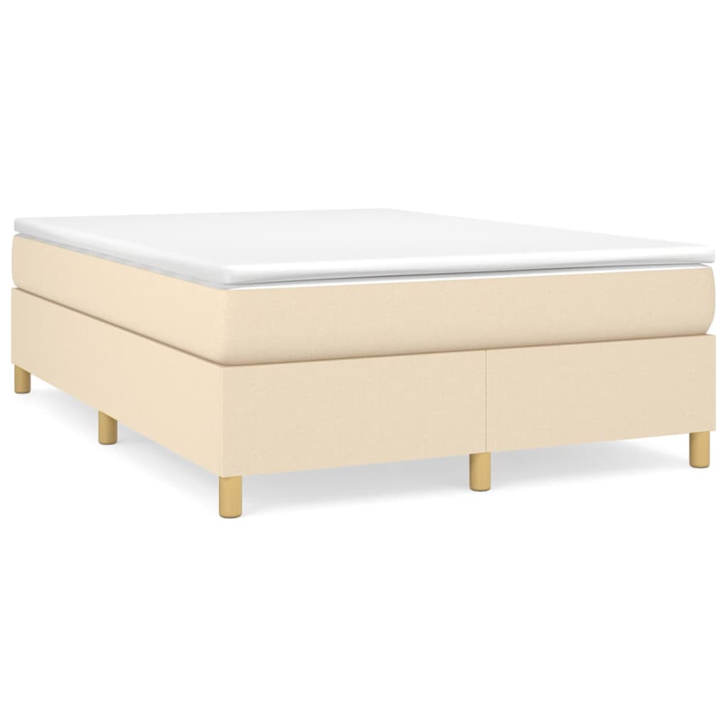 Estructura de cama doble matrimonial - con somier tela color crema 140x200 cm