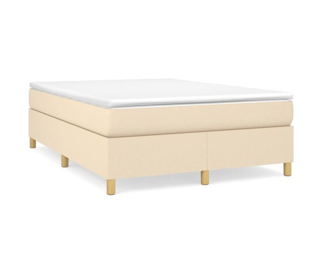 Estructura de cama doble matrimonial - con somier tela color crema 140x200 cm