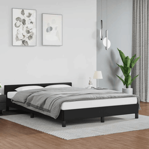 Estrutura Cama de casal para adultos c cabeceira sem colchão 140x190 cm preto