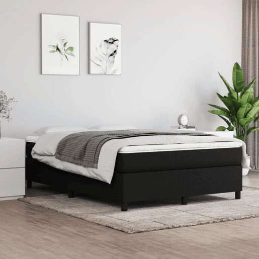 Estrutura de Cama de casal moderno com molas 140x200 cm tecido preto