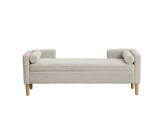 Pouf con almacenamiento grande - con reposabrazos, respaldo y dos cojines con ruedas - gris