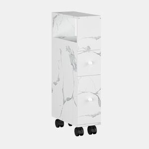 Estante Multiuso Nicho Broreynna com rodízios 2 gavetas 66x15x33 cm Mármore Branco en.casa