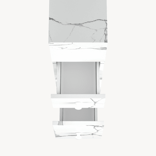Estante Multiuso Nicho Broreynna com rodízios 2 gavetas 66x15x33 cm Mármore Branco en.casa